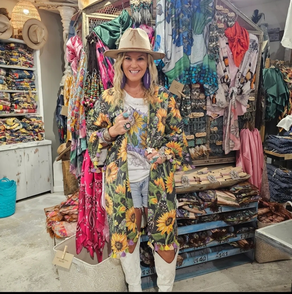 RB1 Sunflower Print Kimono